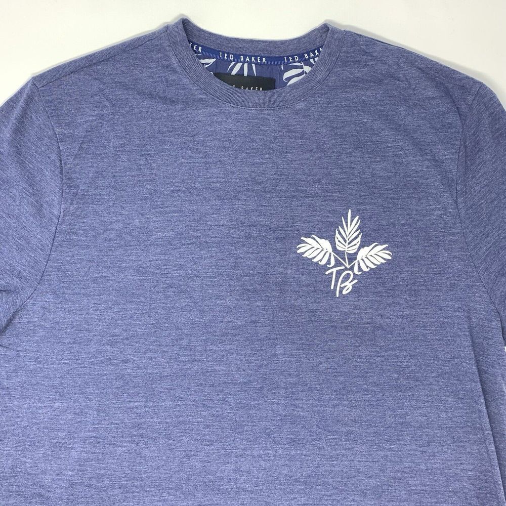 Ted Baker London Solid Blue Crew Neck Short Sleeve Mens T-Shirt Size Large‎